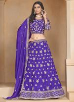 Organza Purple Wedding Wear Embroidery Work Lehenga Choli